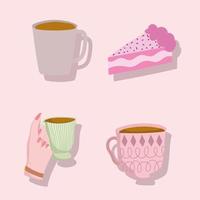 coffee cups and cake vector