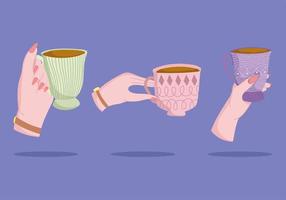 hands with coffee cups vector