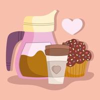 coffee cup and cupcake vector