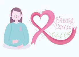 breast cancer young woman vector