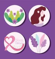 iconos de cancer de mama vector