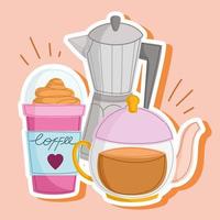 coffee kettle and frappe vector