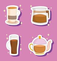 tazas de café y cafetera vector