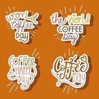 día mundial del café, conjunto de palabras vector