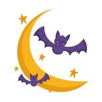 night moon and bats vector