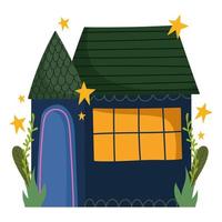 cartoon house with plants vector