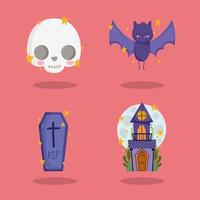 halloween icons set vector