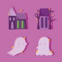 conjunto de feliz halloween vector