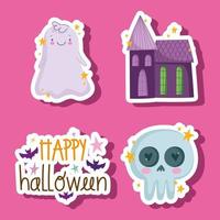 halloween lettering and icons vector