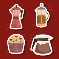 set of stickers coffee vector