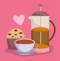 coffee cup and kettle vector