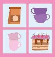 coffee cups and cake vector