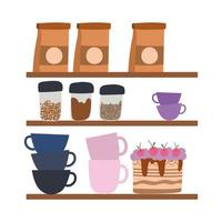 coffee shop shelf vector