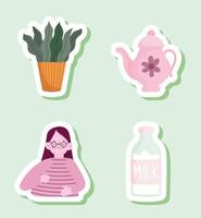 woman icons set vector