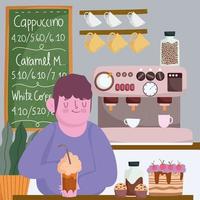 barista with cold coffee vector