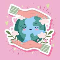 hands caring planet vector