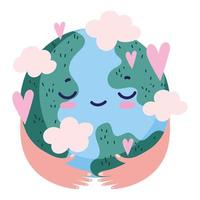 hands holding planet earth vector