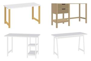 Beautiful different home office wooden table for freelancer with different design with drawer vector