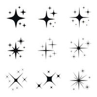 Set of twinkling star icon. Modern flat symbol on white background. Free Vector