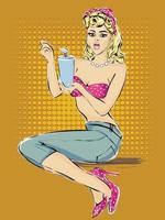 Woman comic illustrations in pop art style vector