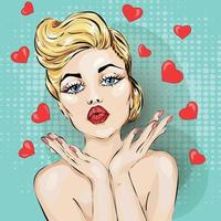 Woman comic illustrations in pop art style vector