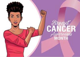 Breast cancer awareness month illustration in pop art style vector