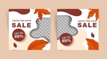 Social media templates Autumn sale theme with soft color vector