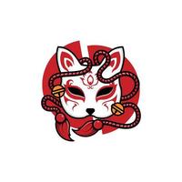 máscara de kitsune japonesa vector