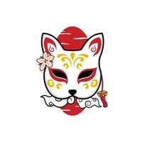 Japanese kitsune mask vector