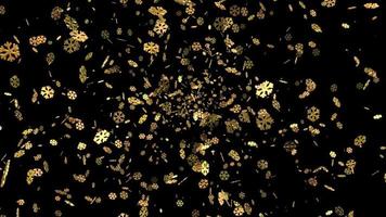 fiocchi di neve d'oro che cadono con felice anno nuovo 2022 video