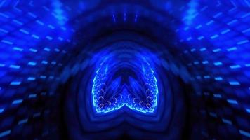 Glow blue rotating kaleidoscope tunnel video