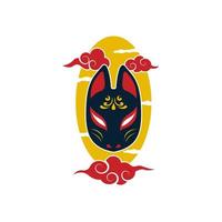 Japanese kitsune mask vector