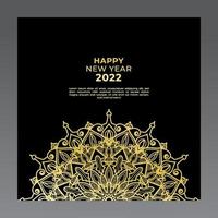 Happy new year banner or card template with luxury mandala vector