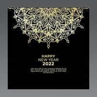 Happy new year banner or card template with luxury mandala vector