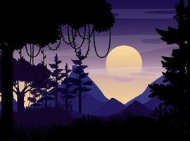 Forest landscape silhouette background vector