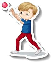 Boy throwing ball on white background vector