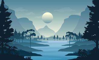 Silhouette forest landscape background vector