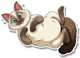 A sticker template of cat cartoon character vector