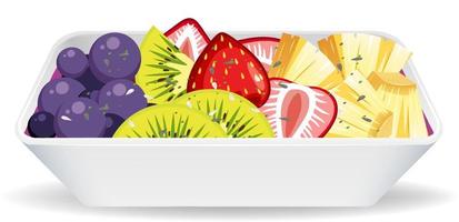 Fruit salad bowl on white background vector