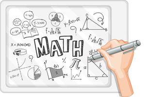 Doodle fórmula matemática con fuente matemática vector