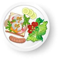 Healthy breakfast with vegetable and fried egg and meat vector