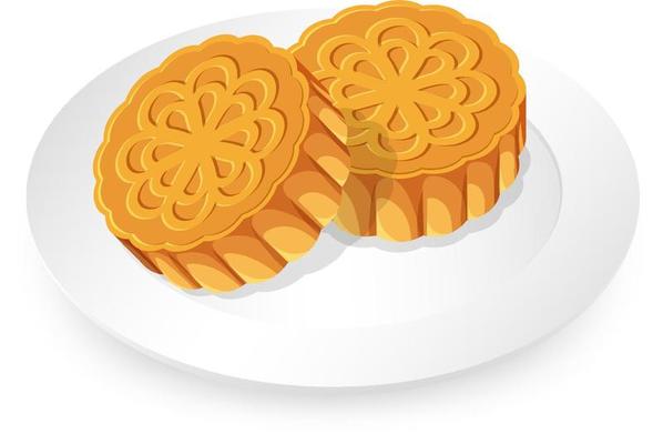 Mooncakes on white plate on white background