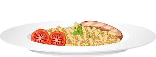 Pasta farfalle with sausage and tomato vector