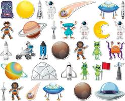 Set of stickers with Solar system objects isolated vector