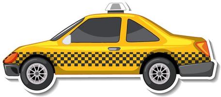 Diseño de etiqueta con vista lateral de un taxi aislado vector