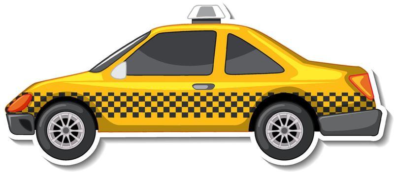 Sticker design with side view of a taxi car isolated