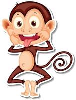 Monkey with teasing face cartoon character sticker vector