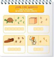 Spelling word game template vector