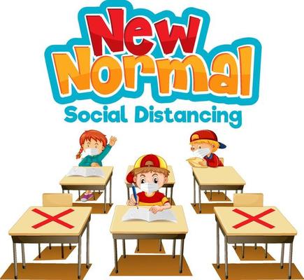 New Normal with students keep social distancing in the classroom