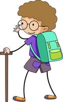 A hiker boy doodle cartoon character isolated vector